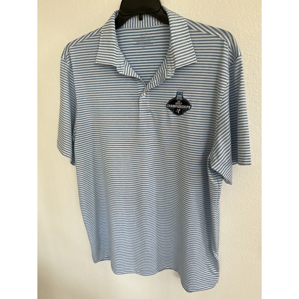 Vineyard Vines Performance Polo Shirt Men’s XL Blue White Stripe NCAA Golf Champ